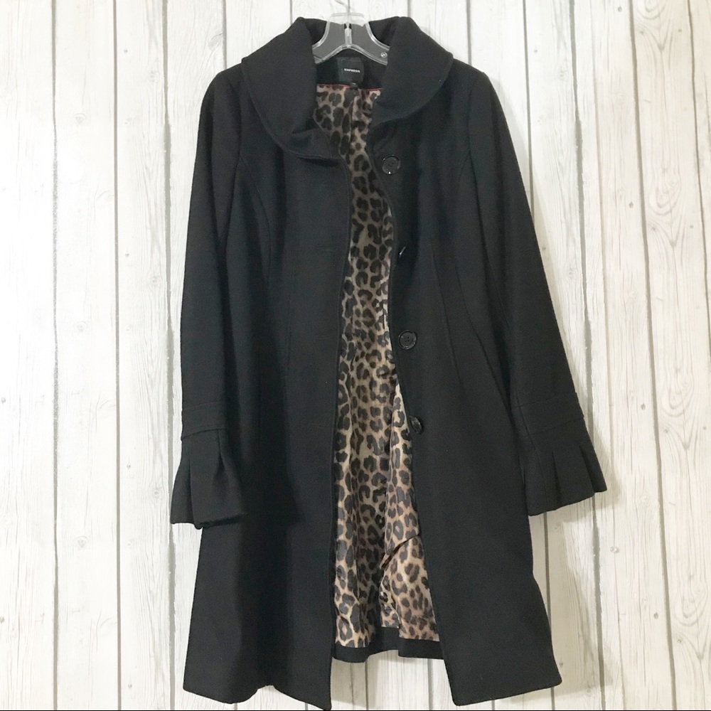 Express Wool Coat With Leopard Print Interior (Xs) - image 3